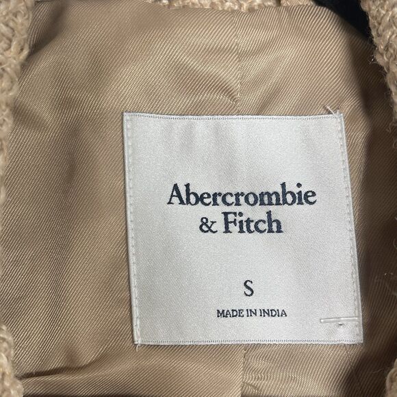 ABERCROMBIE & FITCH Cropped Tweed Blazer Small Beige Brown NEW Preppy Casual - Picture 3 of 9
